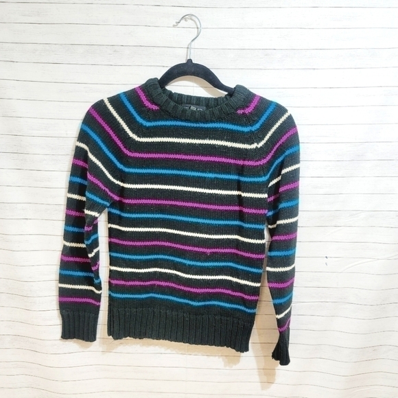 VINTAGE GITANO 80'S/90'S CABLE KNIT STRIPED SWEATER, SZ MEDIUM - Picture 2 of 5